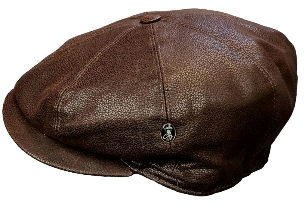 City Sport Fulham Urban Baker Boy Cap – Brown Grained Leather image 2