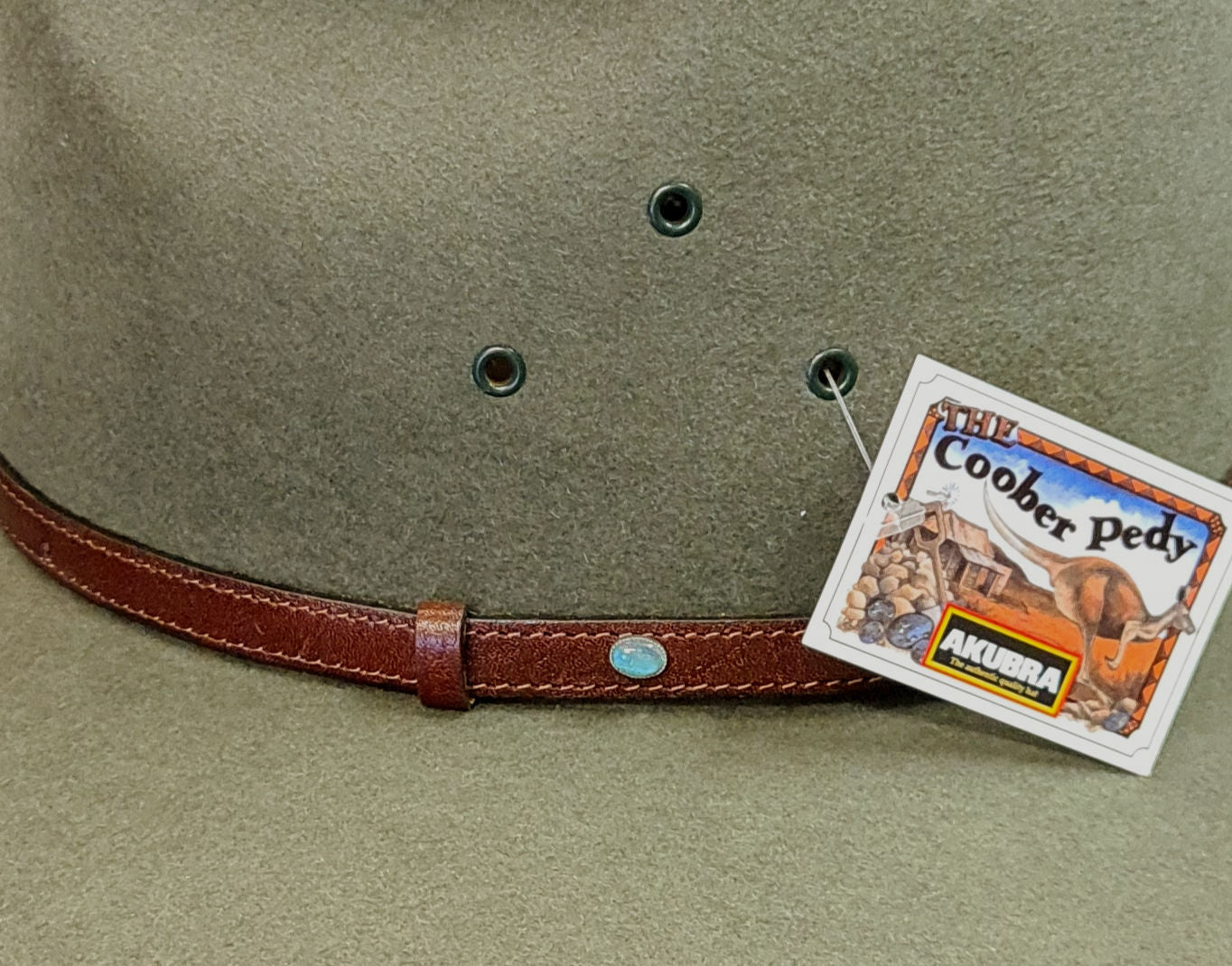 Akubra Coober Pedy - Blue Grass Green Authentic Aussie Hat with Opal Accent image 2
