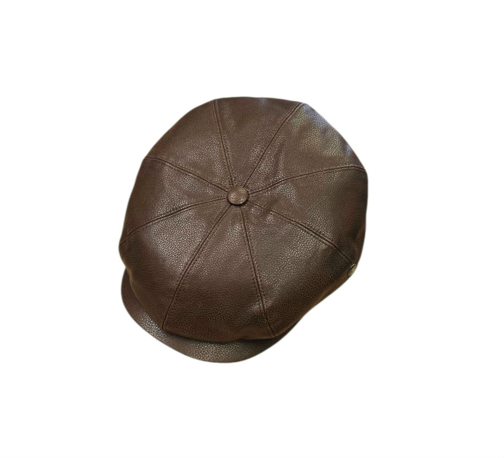 City Sport Fulham Urban Baker Boy Cap – Brown Grained Leather image 0