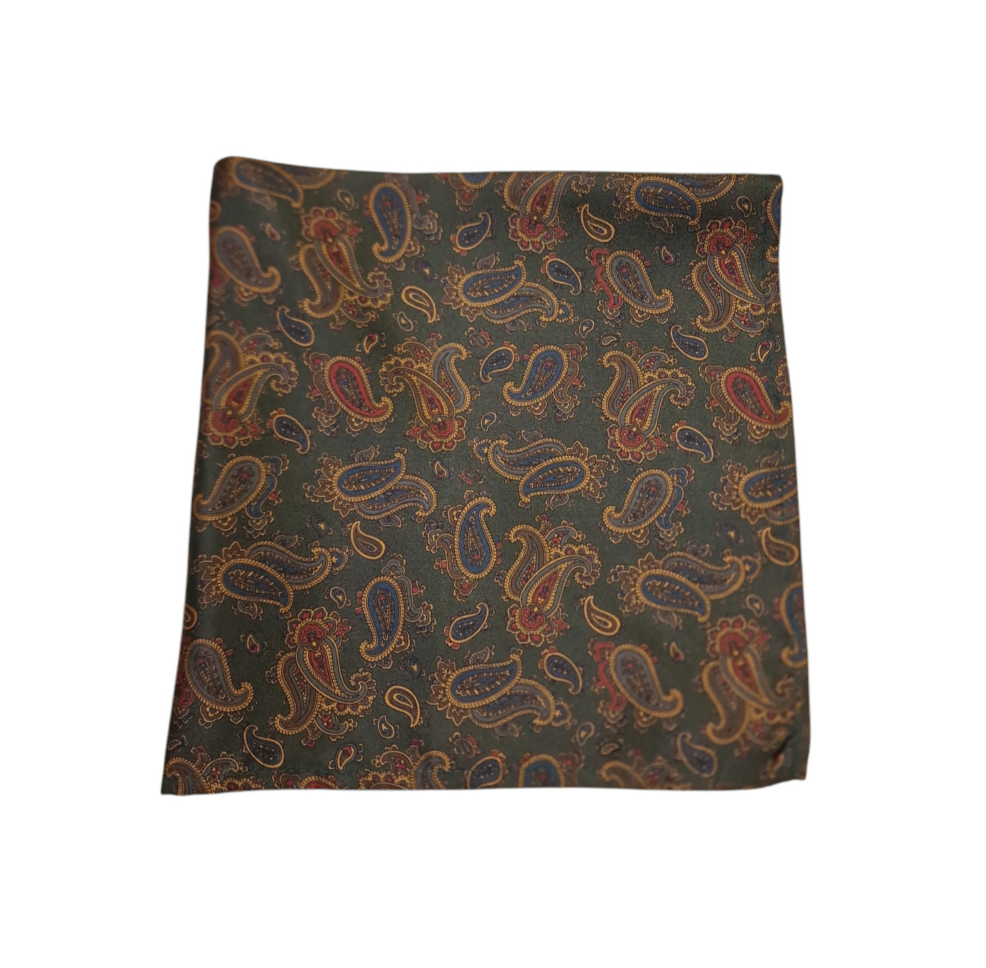 Pure Silk Paisley Hankie – Green image 0