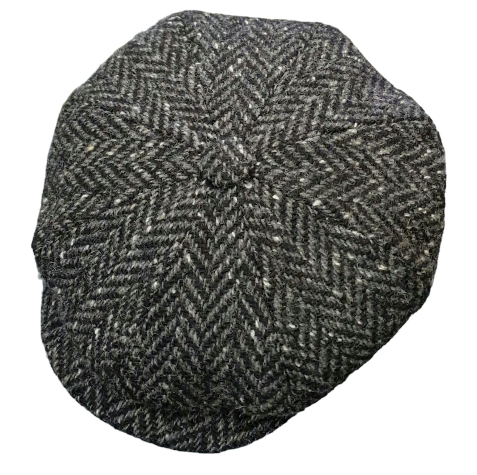 City Sport Leyton Baker Boy Cap - Charcoal Herringbone Donegal Tweed image 3