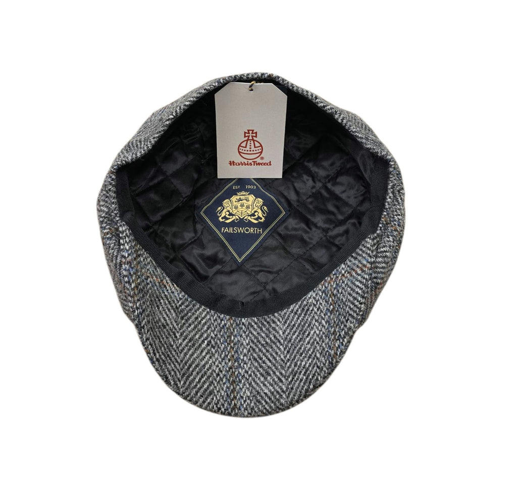Failsworth Carloway 2022 Urban Baker Boy Cap - Silver Grey Check Harris Tweed image 1