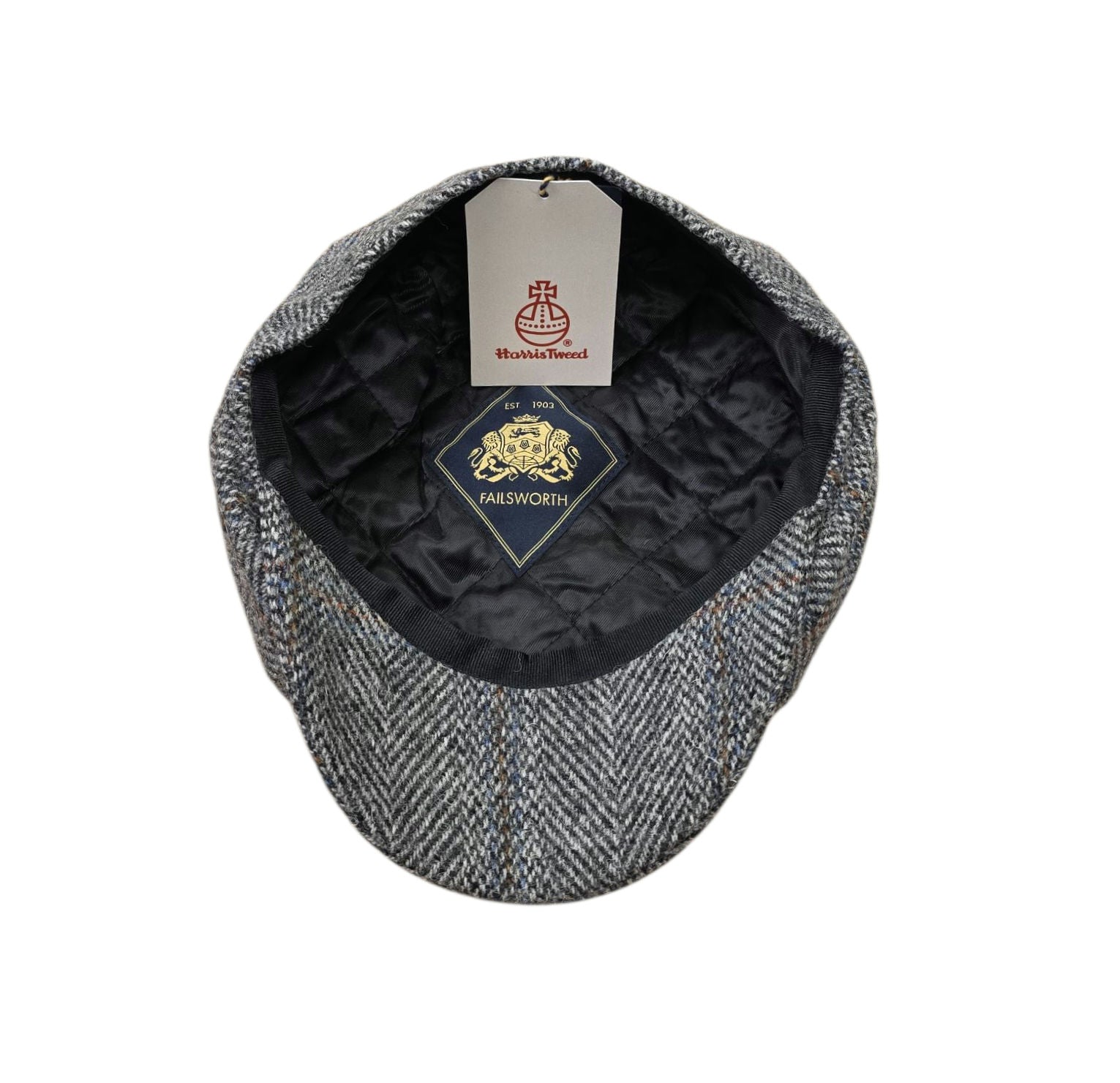 Failsworth Carloway 2022 Urban Baker Boy Cap - Silver Grey Check Harris Tweed image 1