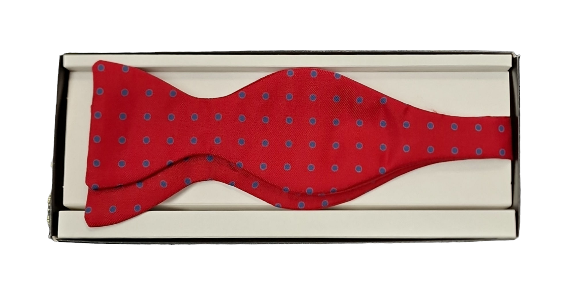 Pure Silk Bow Tie – Red / Blue Polka Dot image 0