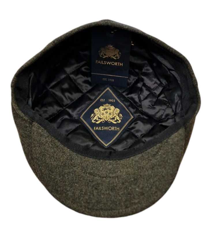 Failsworth London Cheesecutter Wool Melton Flat Cap – Loden Green image 1