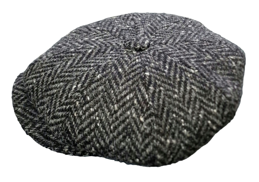City Sport Leyton Baker Boy Cap - Charcoal Herringbone Donegal Tweed image 2