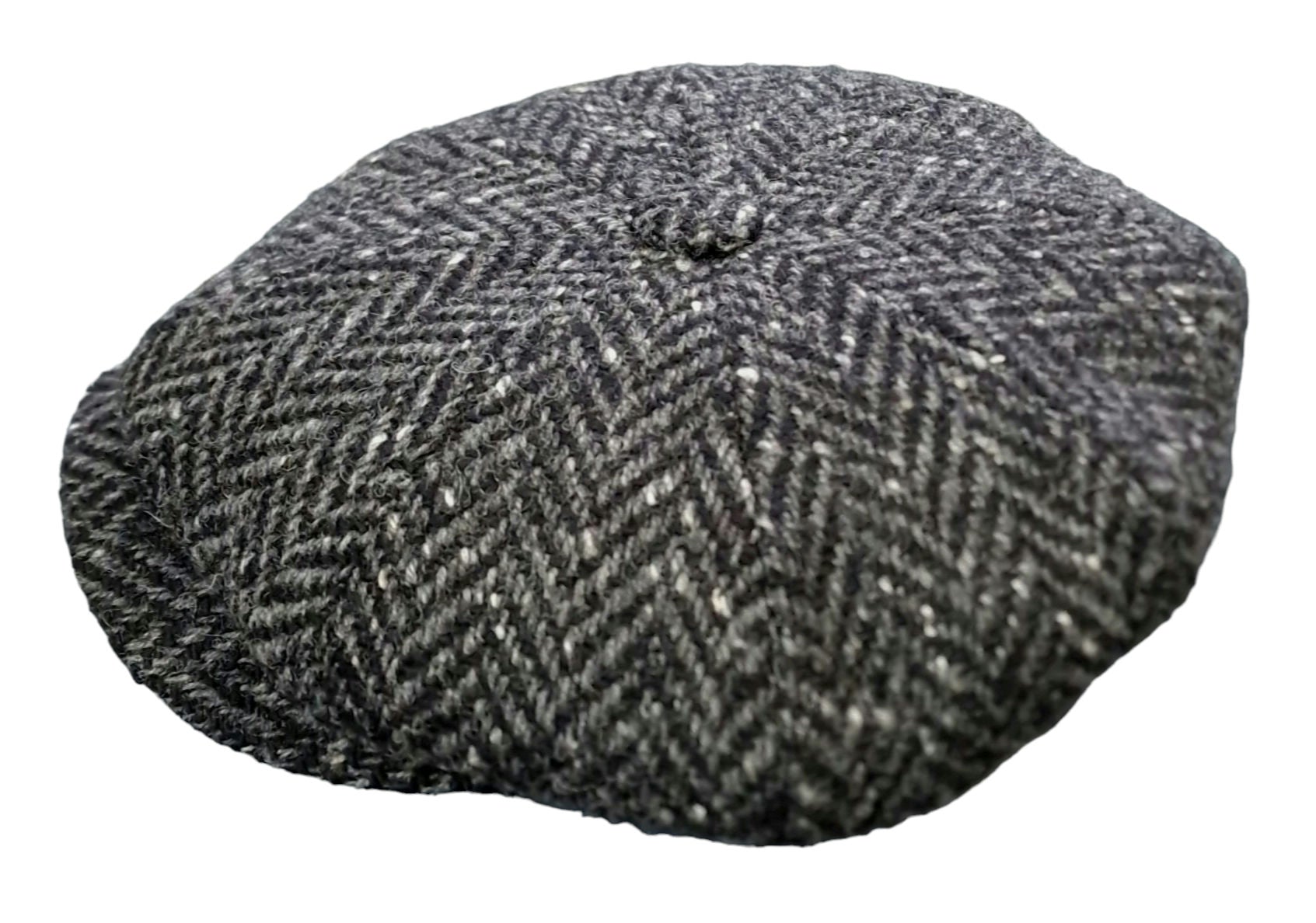 City Sport Leyton Baker Boy Cap - Charcoal Herringbone Donegal Tweed image 2