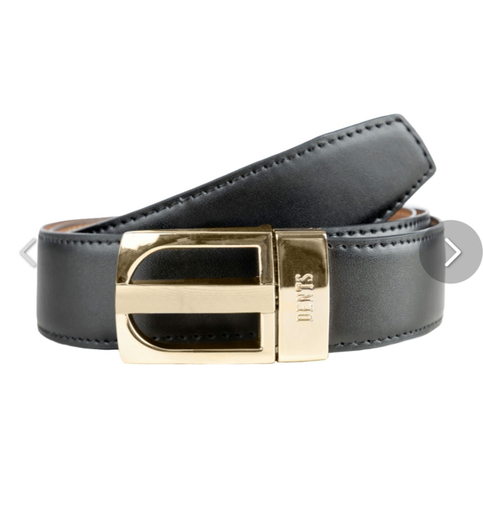 Dents Leather Reversible Belt - Black/Tan image 2