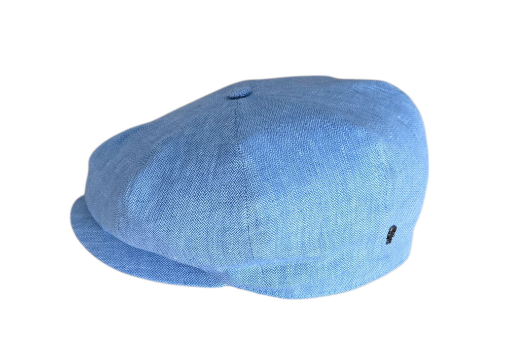 City Sport Fulham Urban Baker Boy Cap – Sky Blue Herringbone Linen image 2