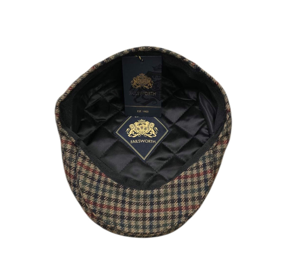 Failsworth London Cheesecutter 244 – Green/Black/Red Check Wool Mix Cap image 1