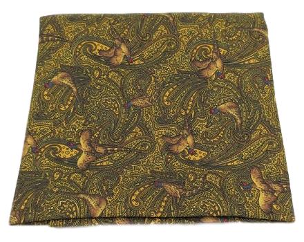 Pure Silk Pheasant Paisley Hankie - Gold image 0