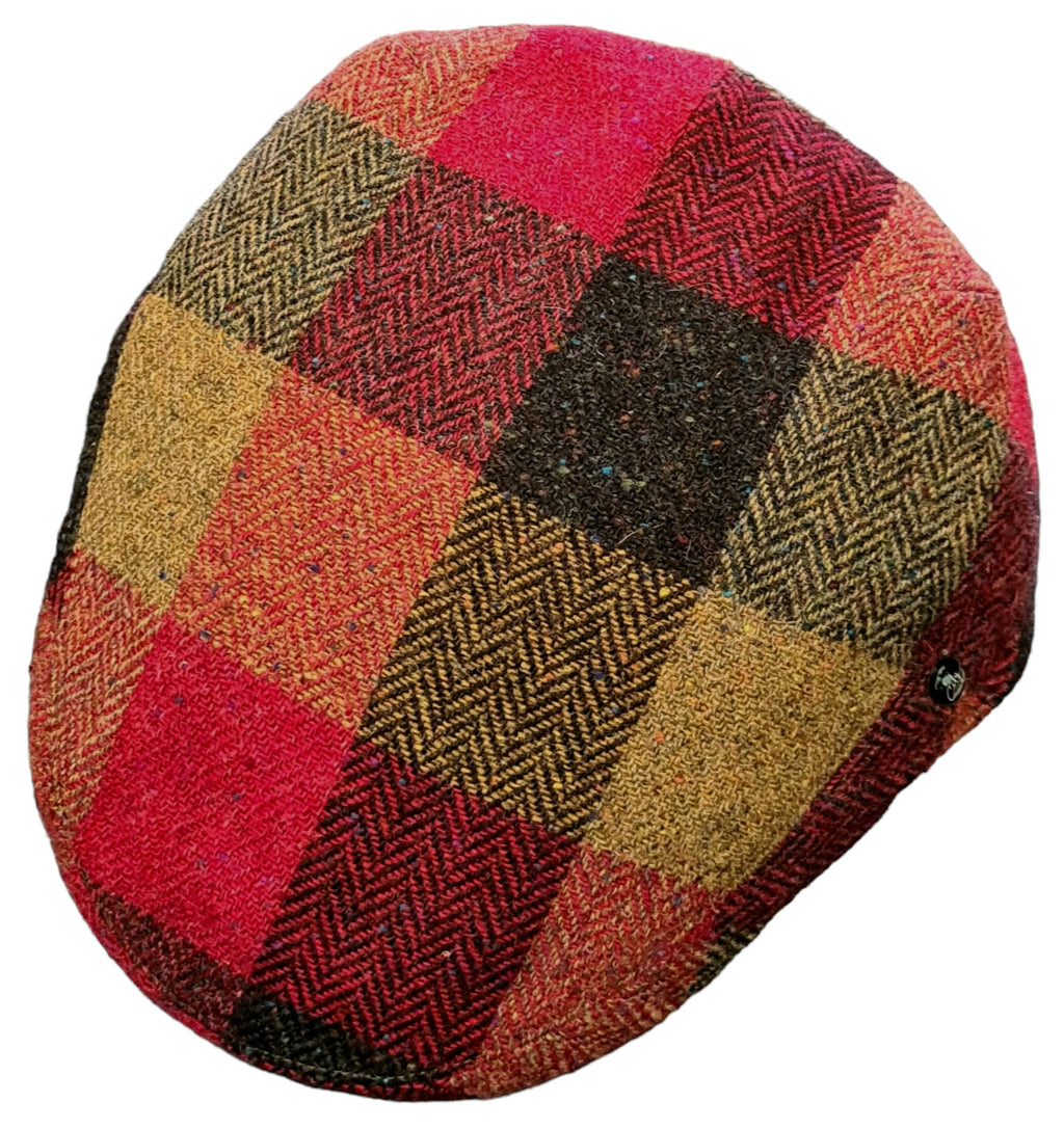 City Sport Earflap Cap – Red Patchwork Donegal Tweed image 3