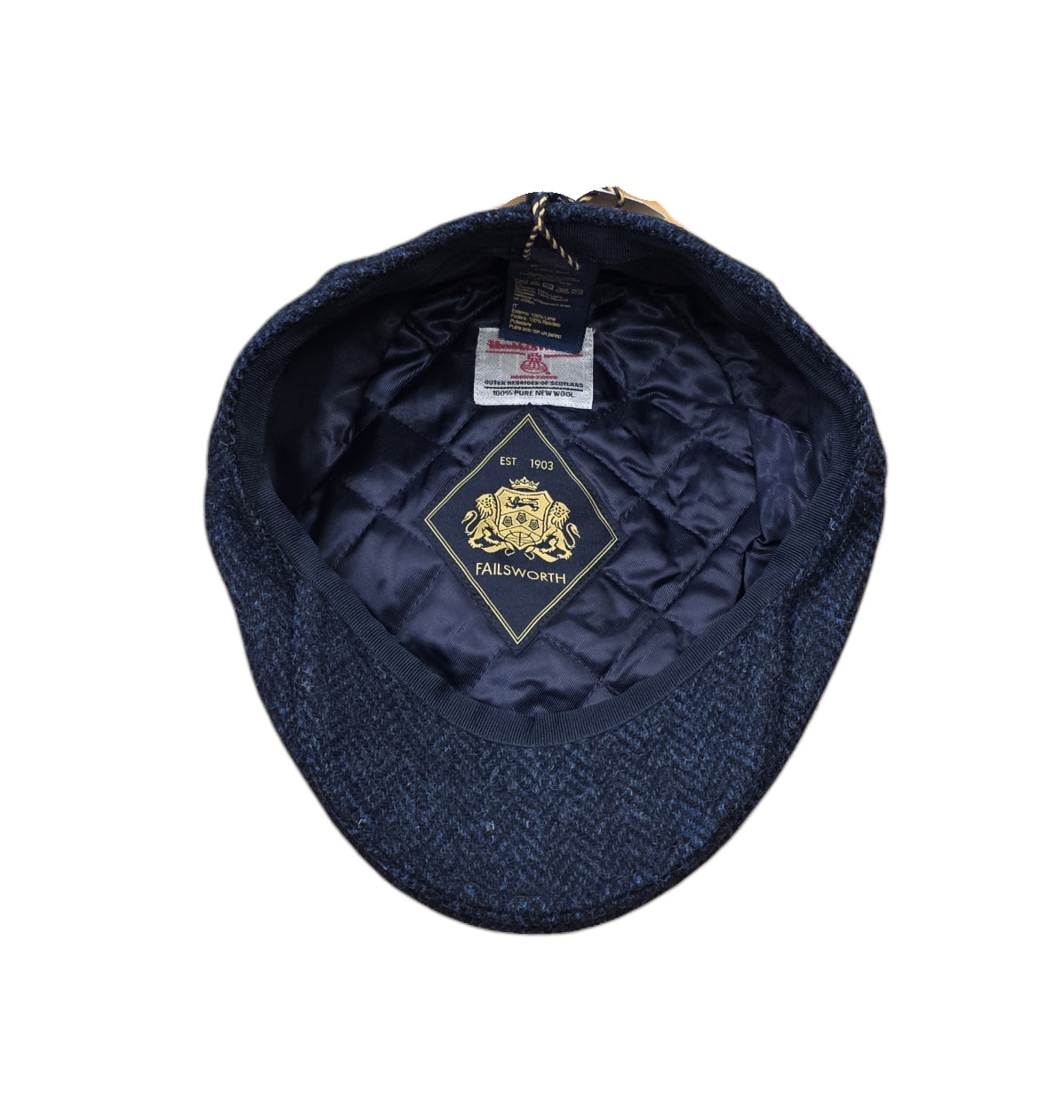 Failsworth London Cheesecutter 3302 – Blue Herringbone Harris Tweed Flat Cap image 1