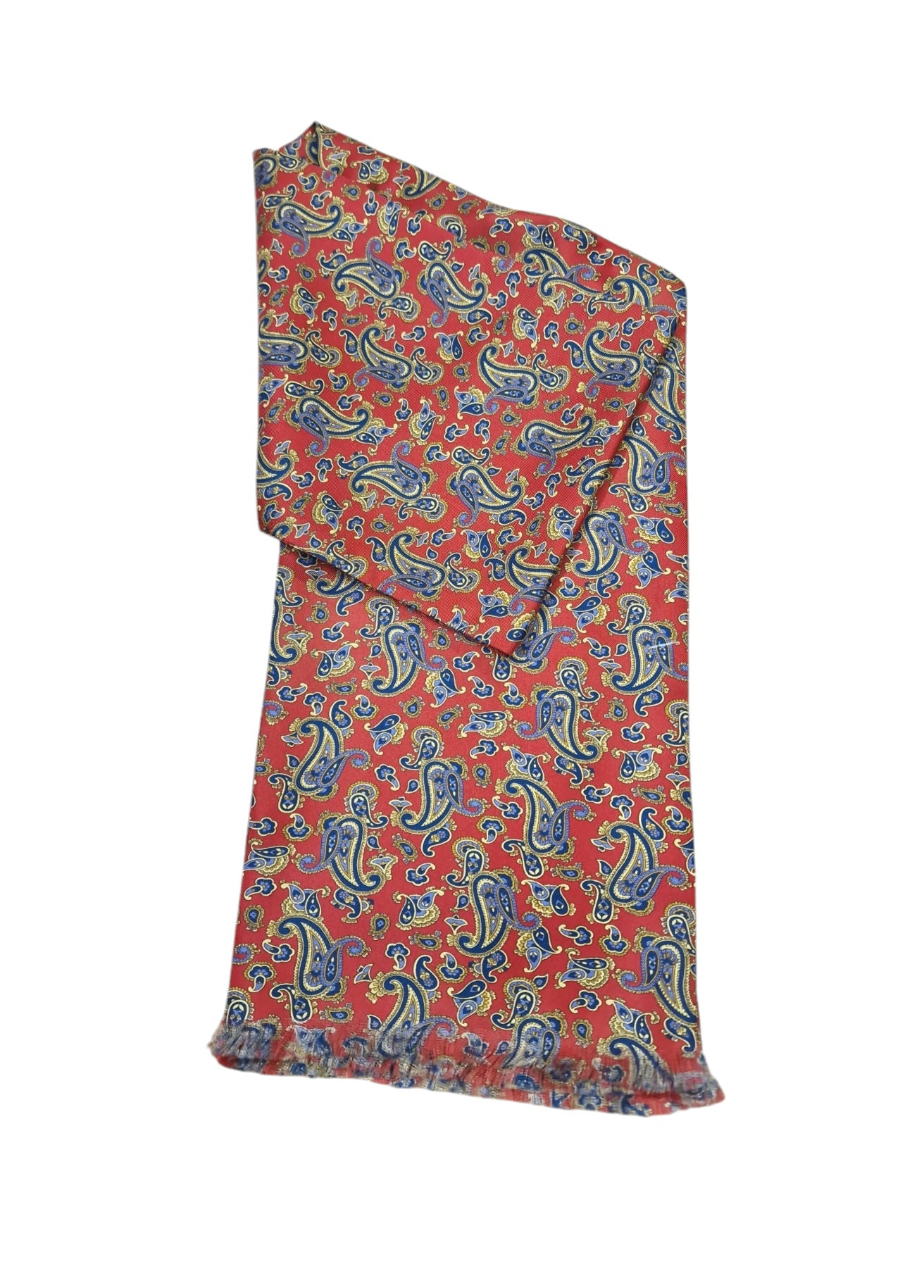 Pure Silk Short Scarf – Red Paisley image 0