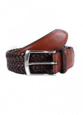 Dents Plaited Leather Belt - English Tan image 0