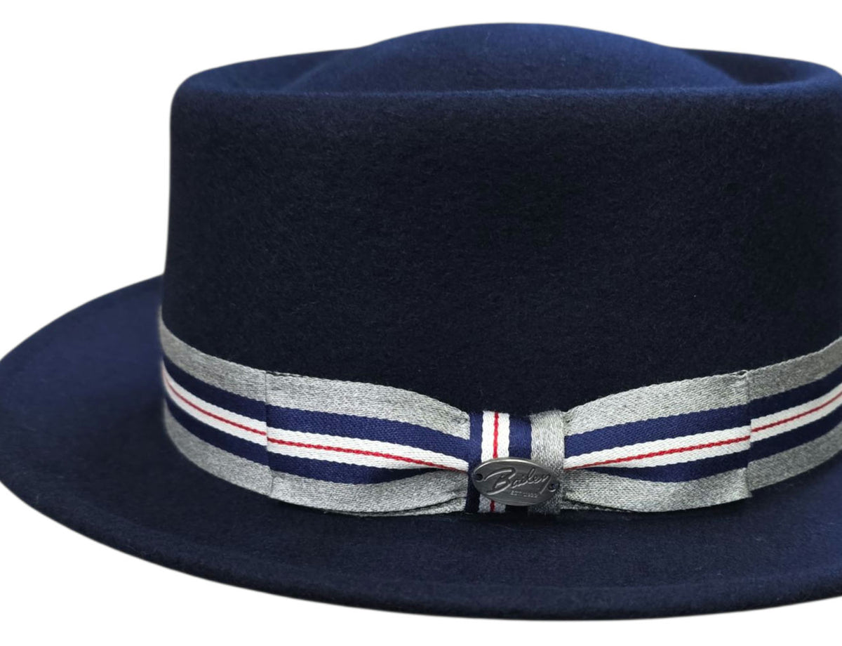 Bailey Klaxon Pork Pie Hat – Navy Blue Wool Felt image 3