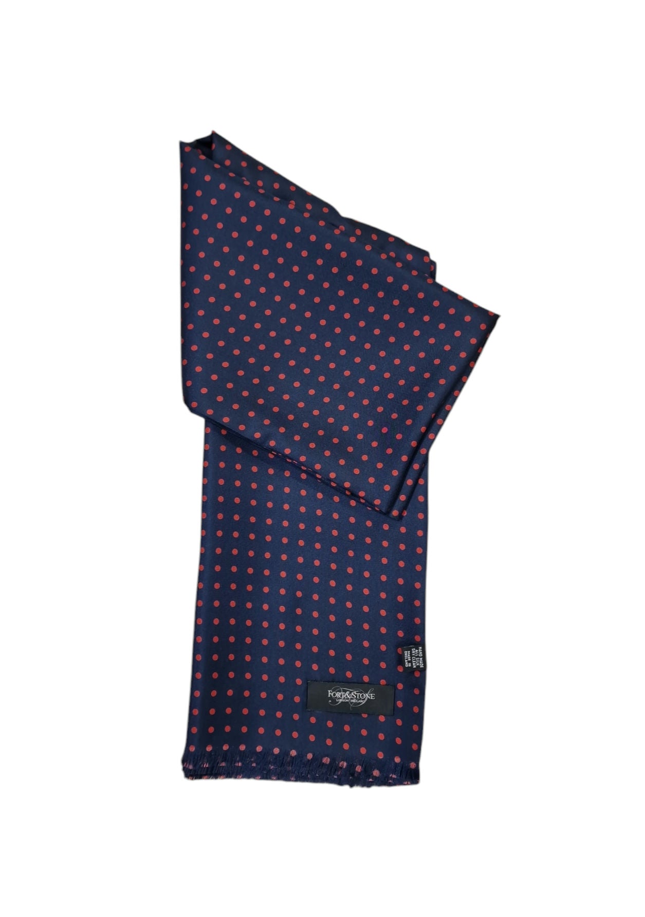 Pure Silk Full Length Scarf - Navy/Red Polka Dot image 0