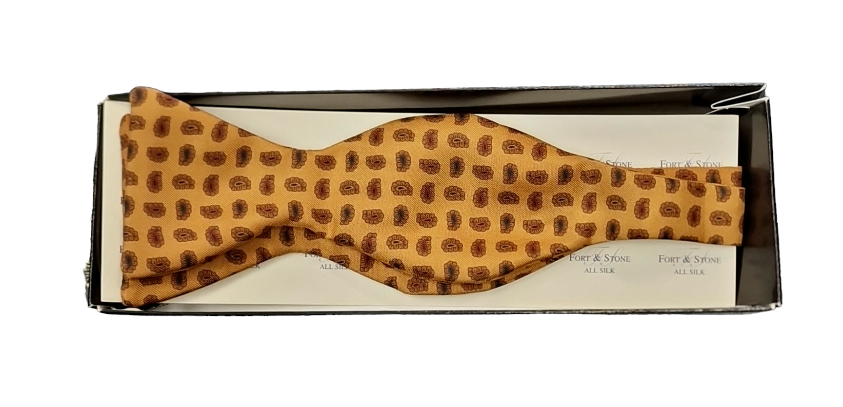 Pure Silk Self-Tie Bow Tie – Gold Paisley image 0