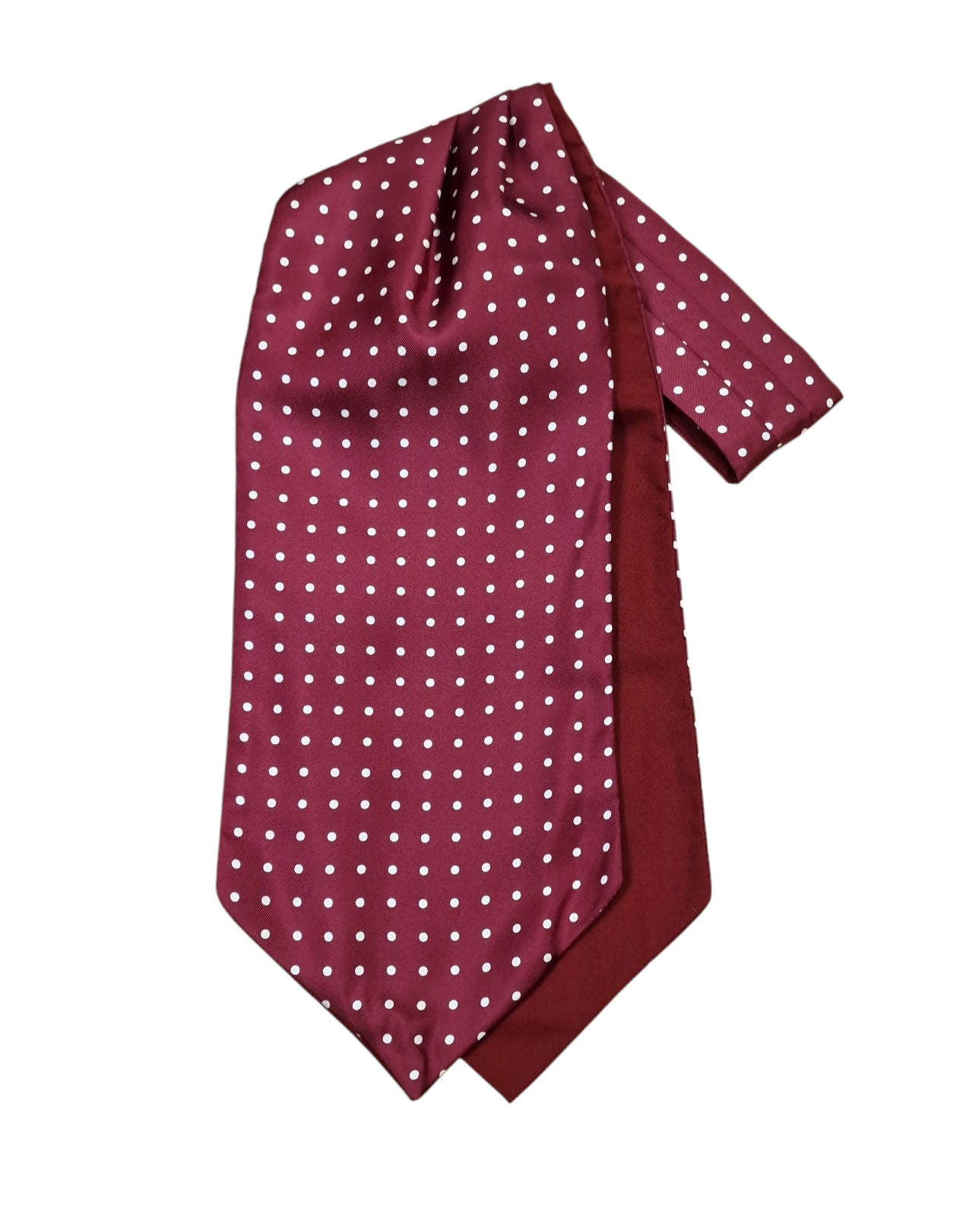Pure Silk Polka Dot Cravat – Burgundy image 0