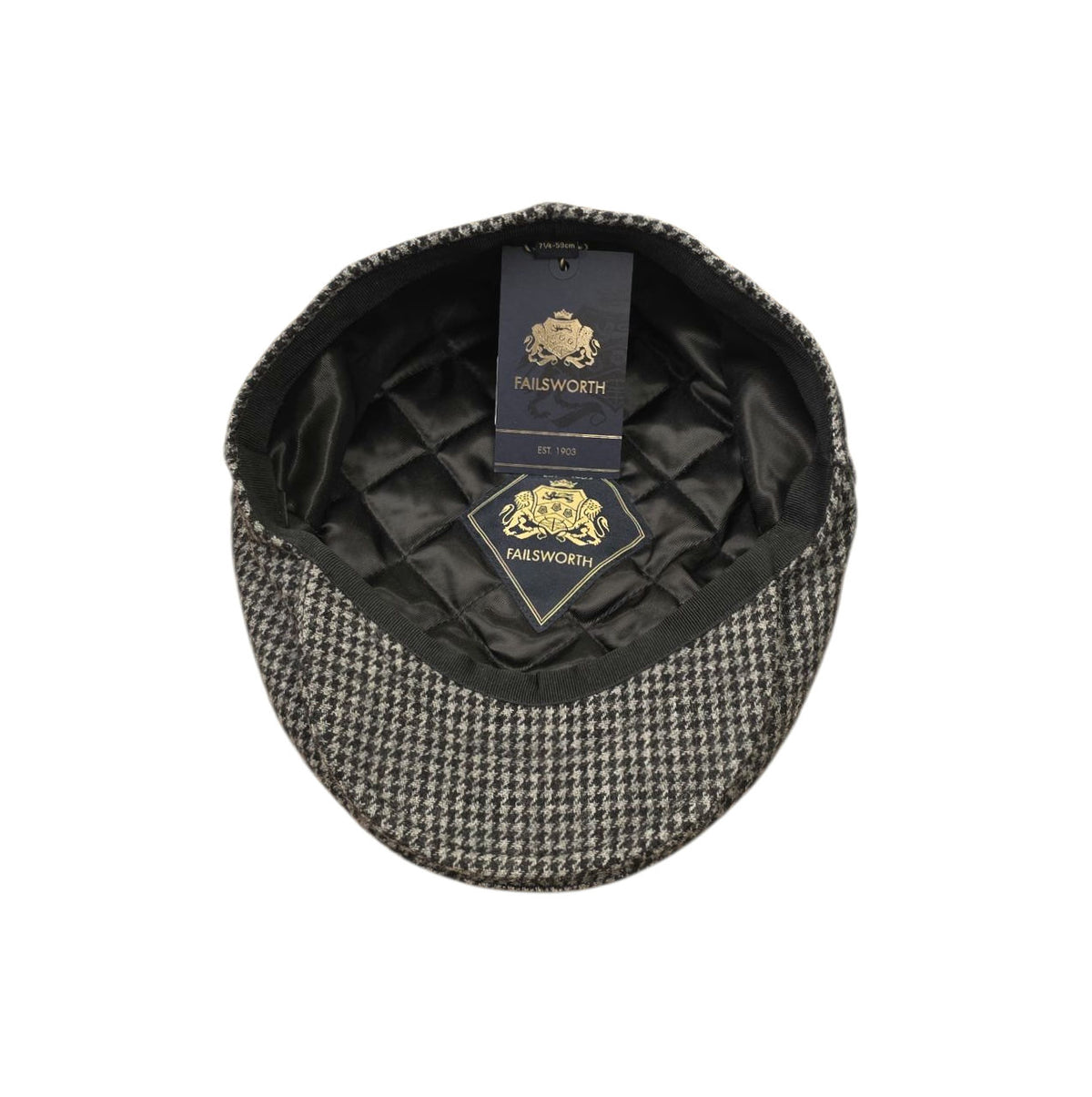 Failsworth London Cheesecutter 997 – Classic Grey Check Wool Mix Flat Cap image 1