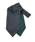 Pure Silk Cravat - Green Bold Paisley image 0