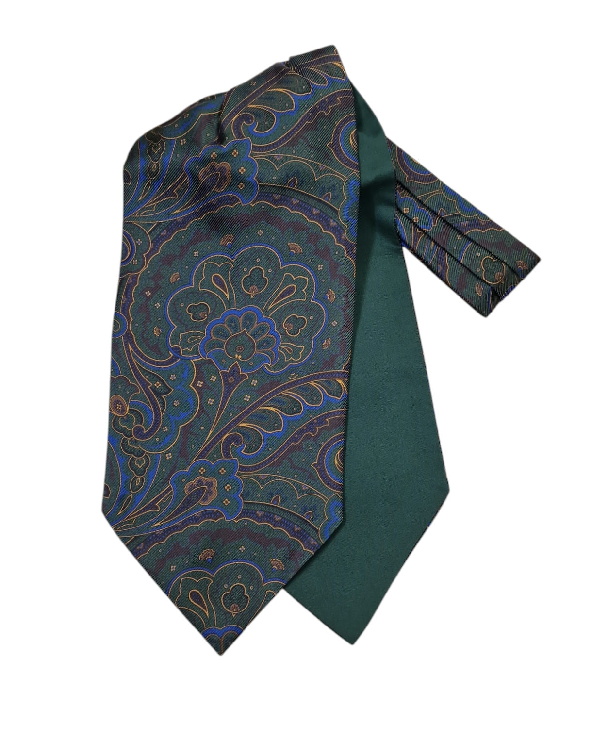 Pure Silk Cravat - Green Bold Paisley image 0