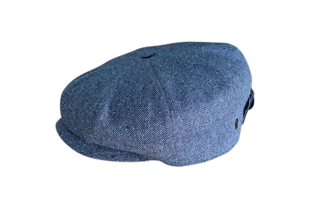 City Sport Fulham Urban Baker Boy Cap 100% Silk – Blue Herringbone image 2
