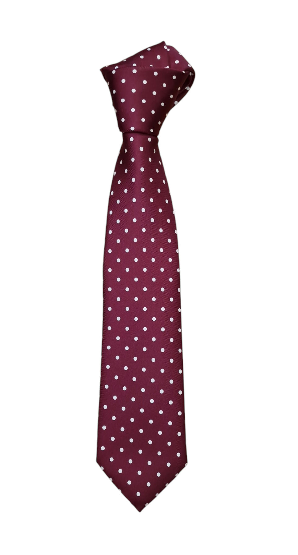 Pure Silk Polka Dot Tie - Burgundy/White image 0