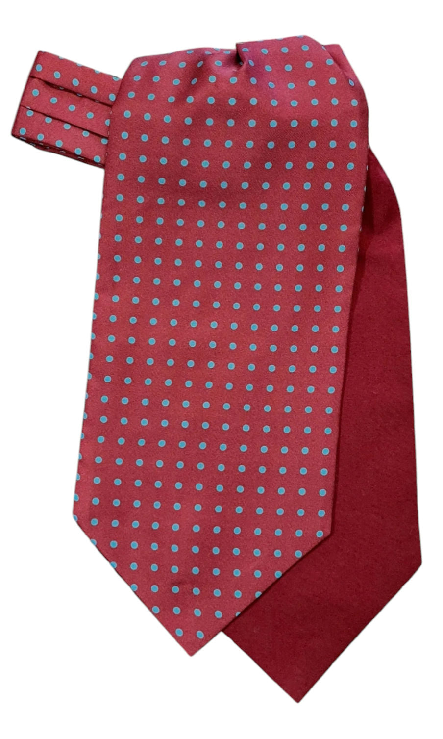 Pure Silk Polka Dot Cravat – Claret/Blue image 0