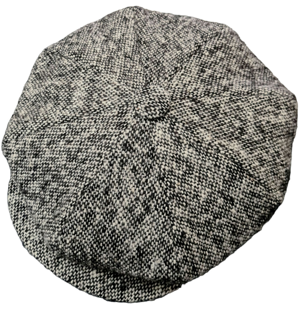 City Sport Leyton Baker Boy Cap – White/Black Salt & Pepper Donegal Tweed image 4