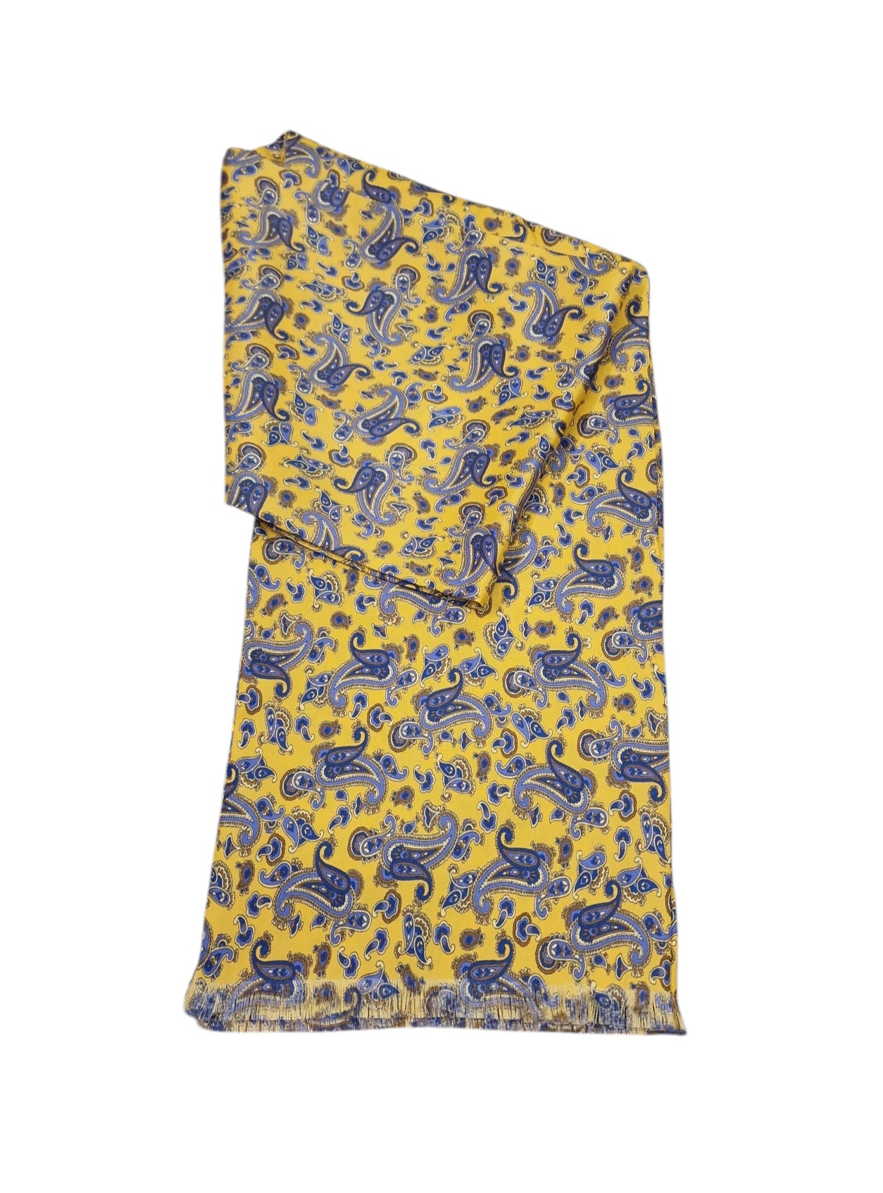 Pure Silk Short Scarf - Yellow Paisley image 0