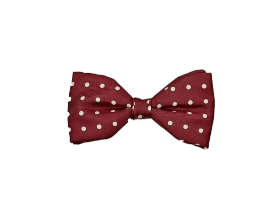 Pure Silk Ready Made Bow Tie - Burgundy Polka Dot image 0