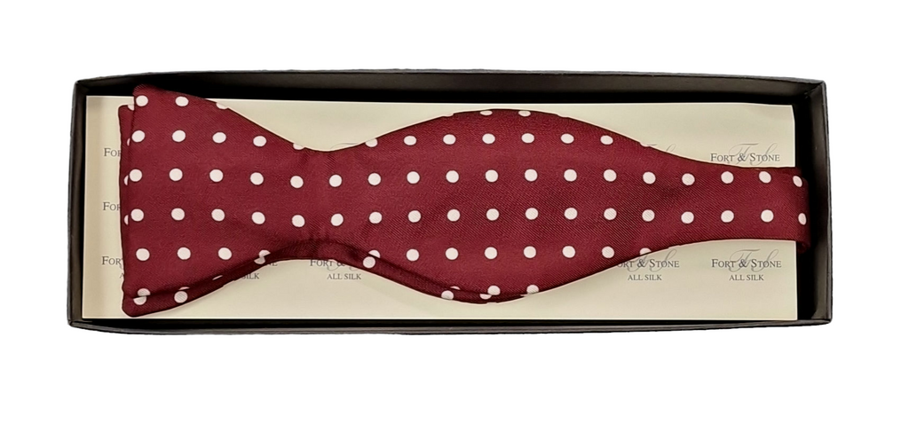 Pure Silk Bow Tie – Burgundy Polka Dot image 0