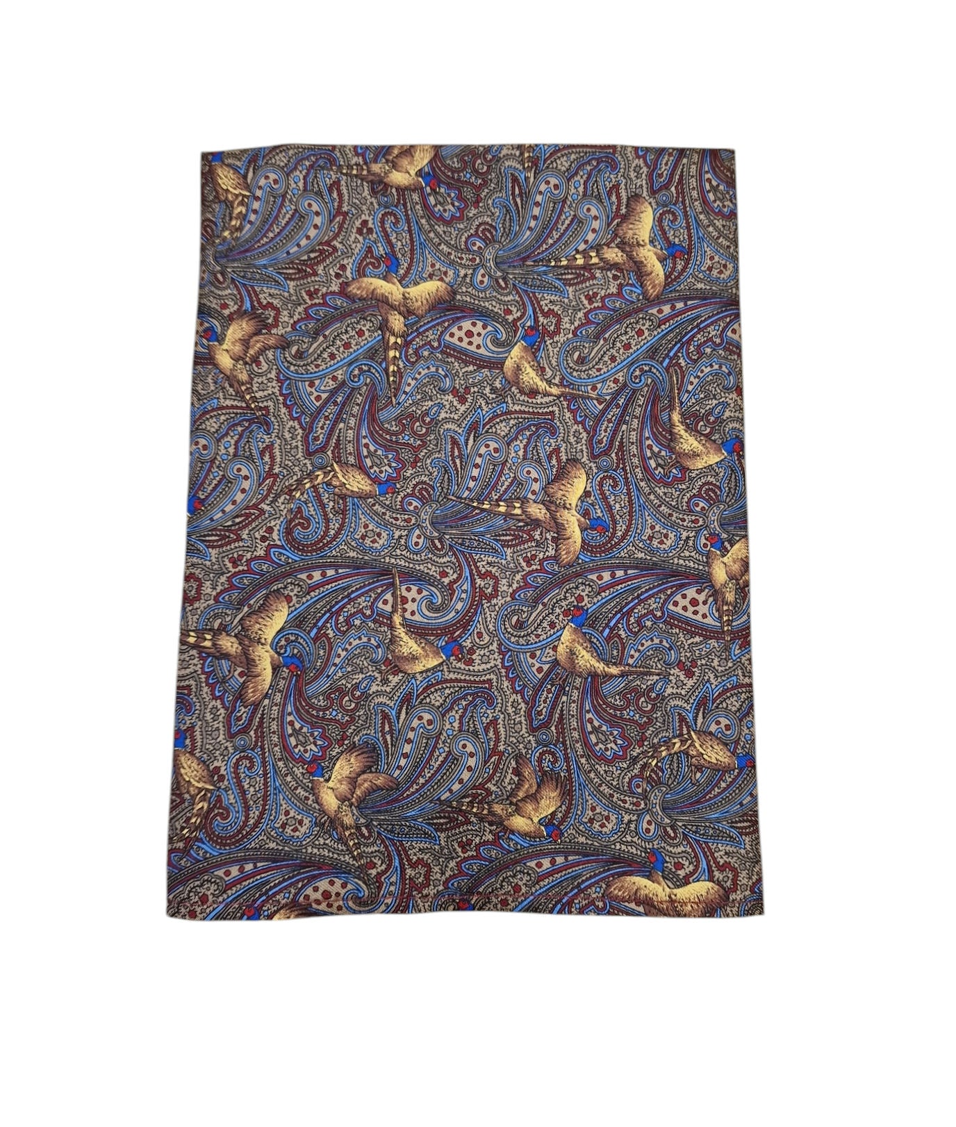 Pure Silk Pheasant Paisley Hankie – Cream/Burgundy image 0