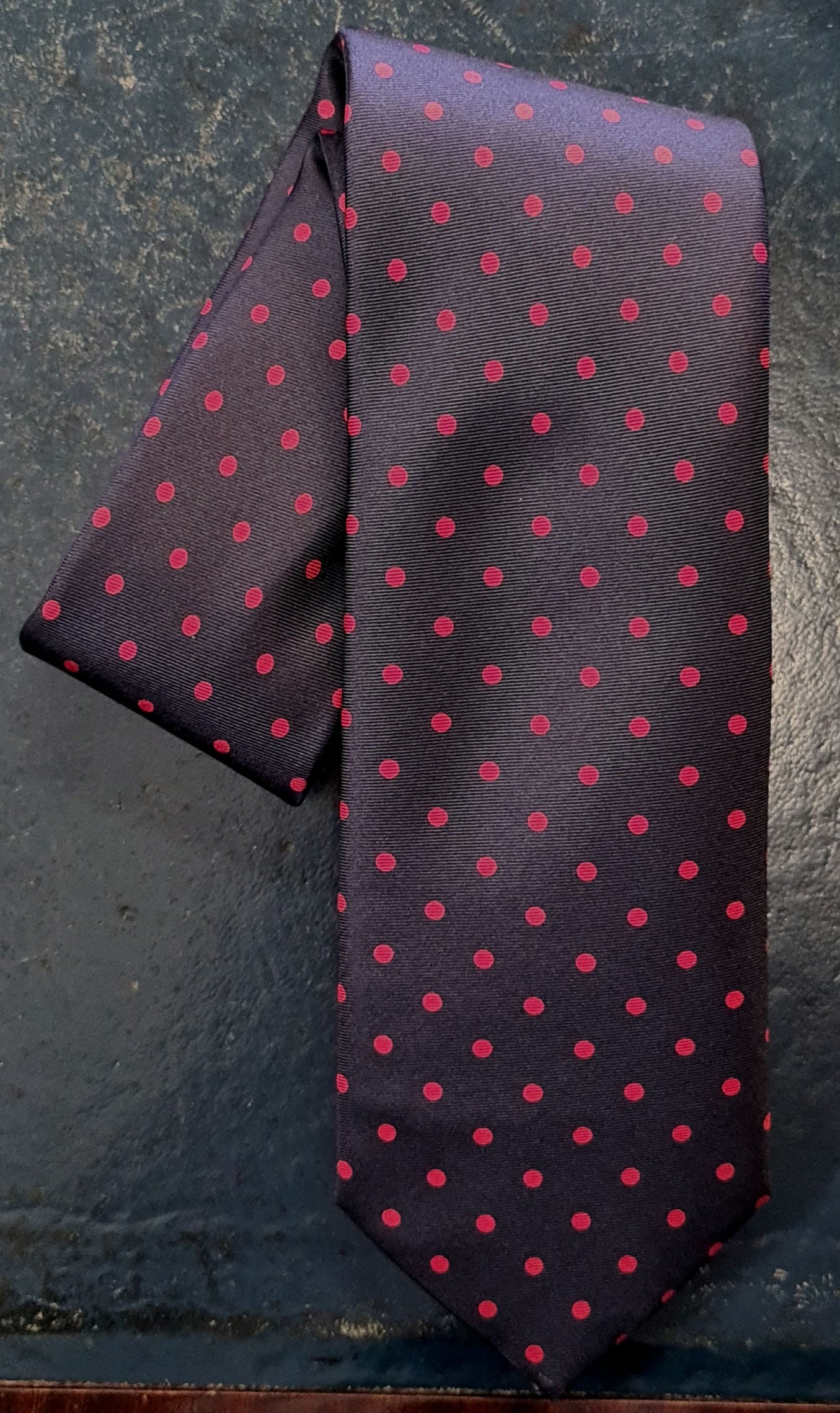 Pure Silk Polka Dot Tie - Navy/Red image 0