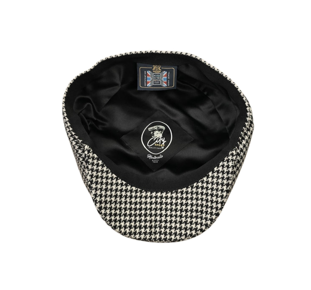 City Sport Fulham Urban Baker Boy Cap - Black/White Houndstooth Check image 1