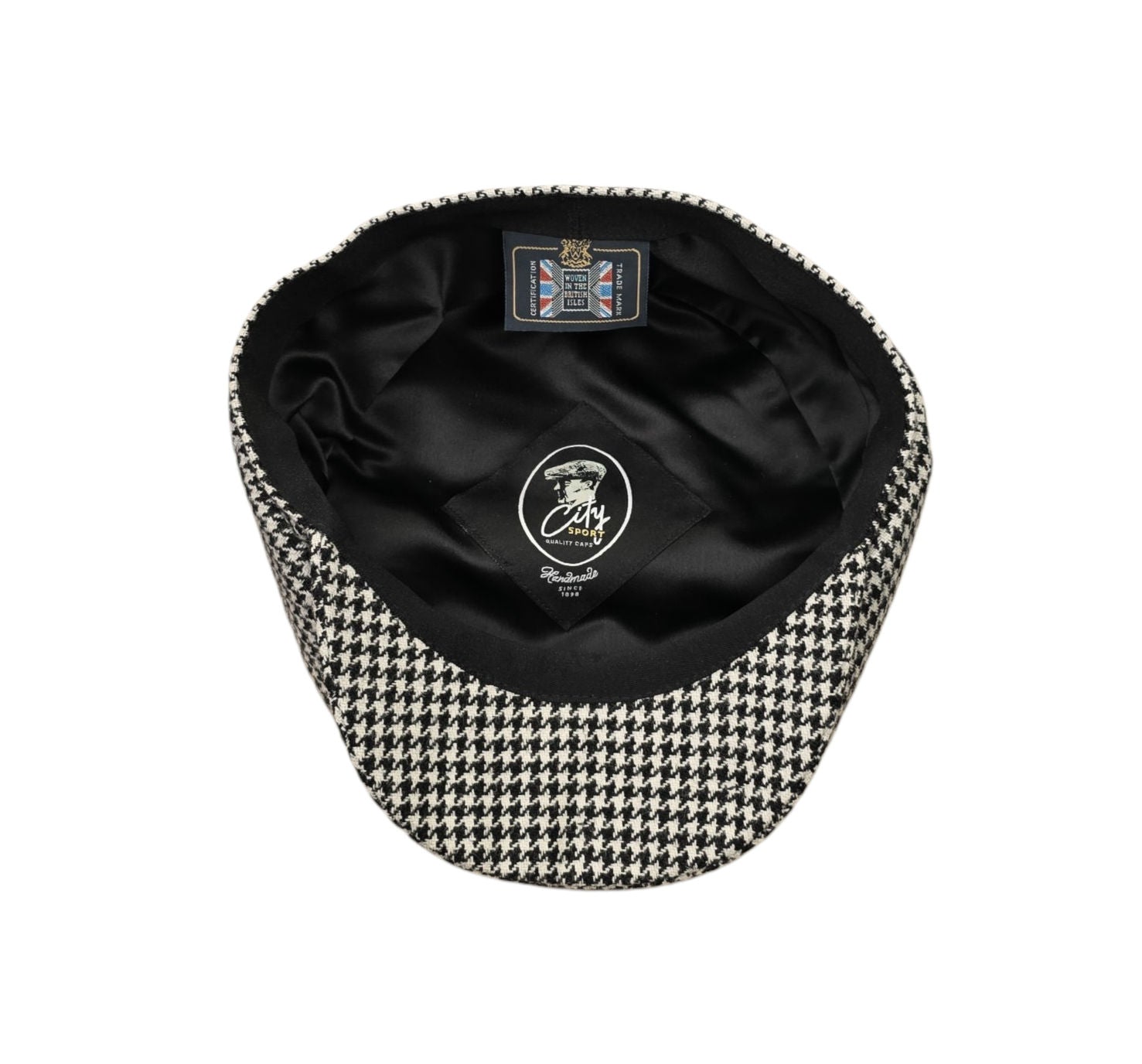 City Sport Fulham Urban Baker Boy Cap - Black/White Houndstooth Check image 1