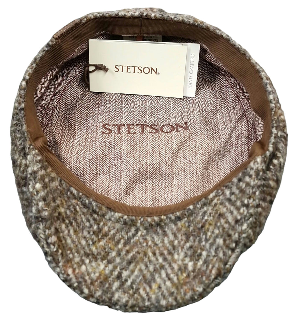 Stetson Hatteras Donegal Tweed Cap – Grey/Brown Herringbone image 1