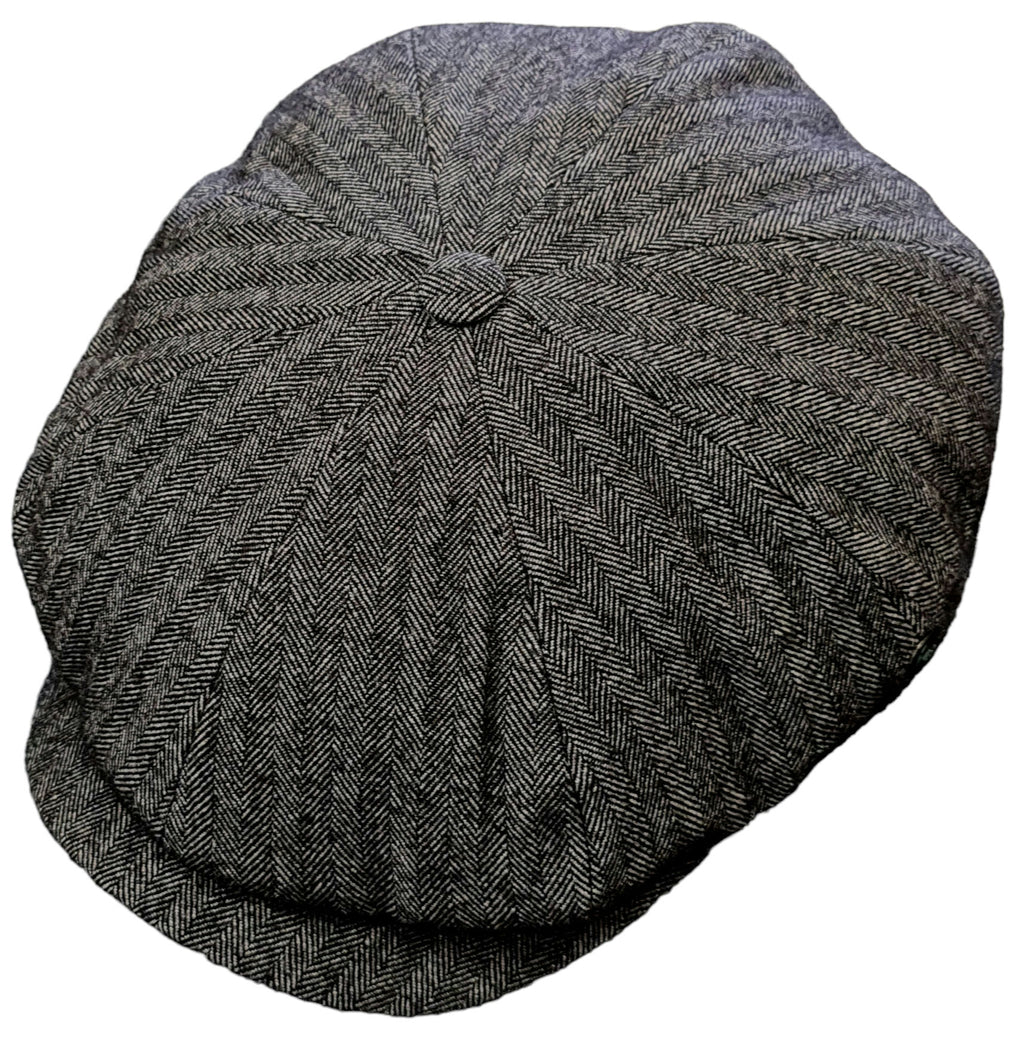 City Sport Fulham Urban Baker Boy Cap – Grey Herringbone image 3