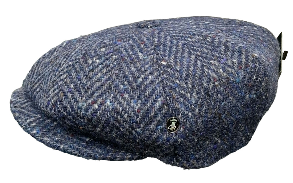 City Sport Leyton Baker Boy Cap – Blue Fleck Herringbone Donegal Tweed image 2