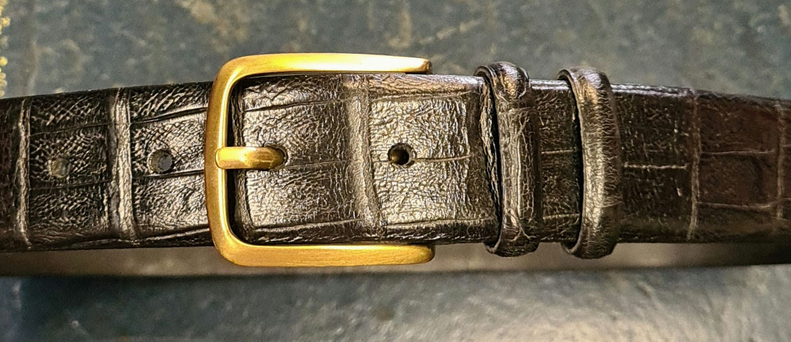Dents Leather Croc Print Belt - Black image 0