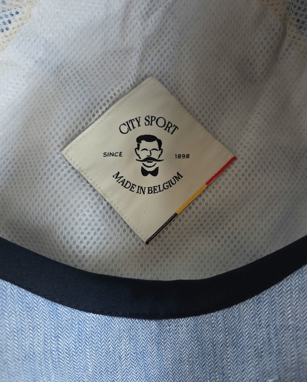 City Sport Fulham Urban Baker Boy Cap – Sky Blue Herringbone Linen image 4