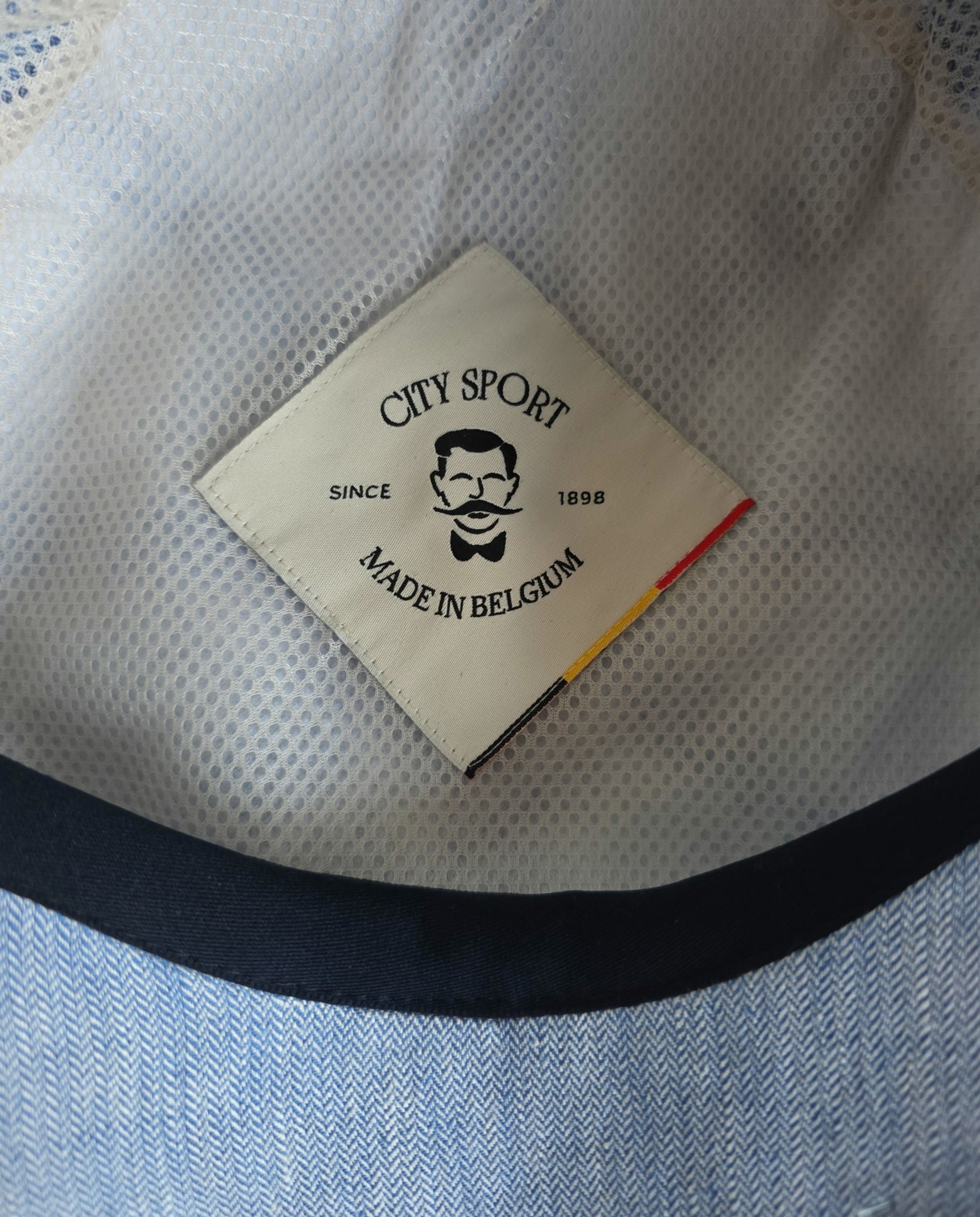 City Sport Fulham Urban Baker Boy Cap – Sky Blue Herringbone Linen image 4