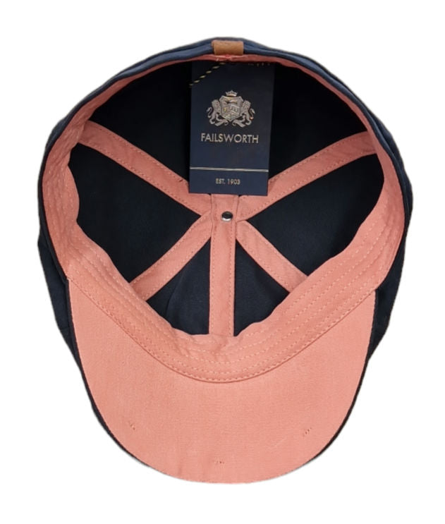 Failsworth Hudson Cotton Urban Baker Boy Cap – Navy/Salmon image 1