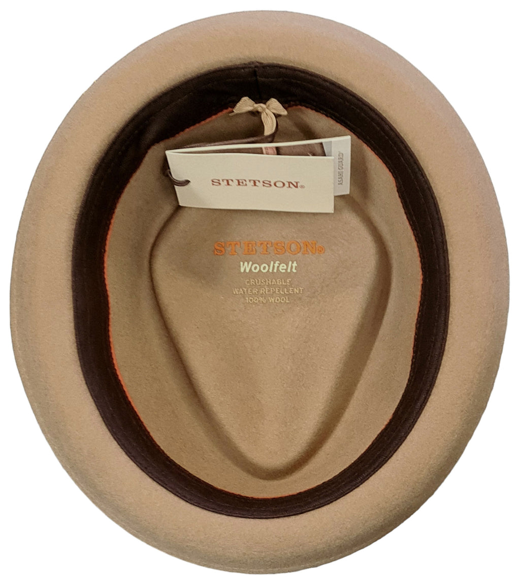 Stetson Kentaro Pork Pie Hat – Camel Wool Felt with Feather Mount image 2