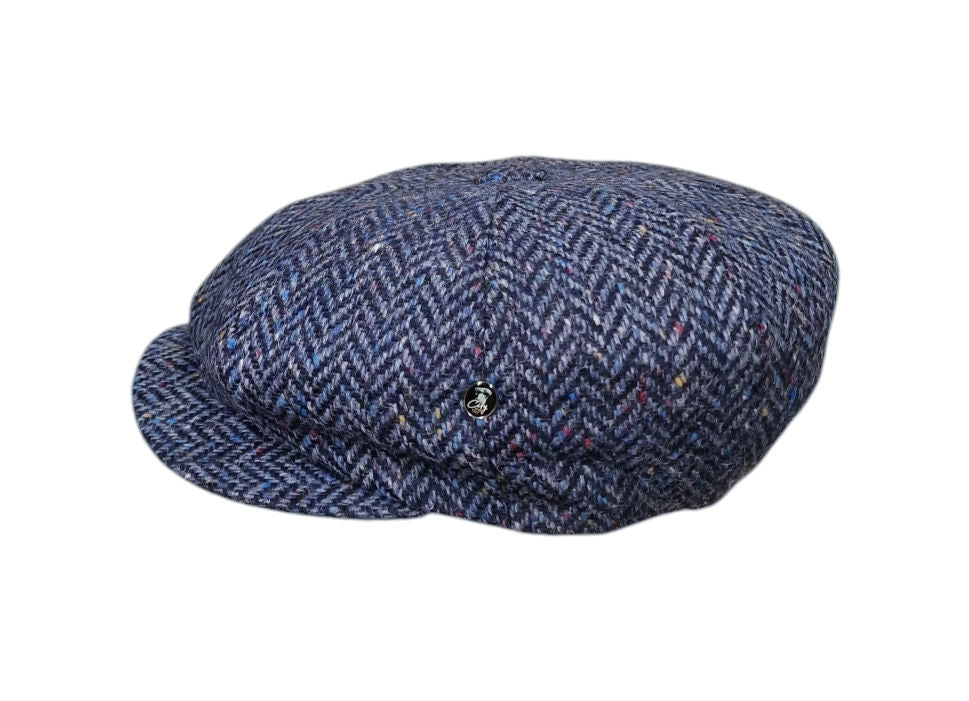 City Sport Leyton Baker Boy Cap - Light Blue Herringbone Donegal Tweed image 2