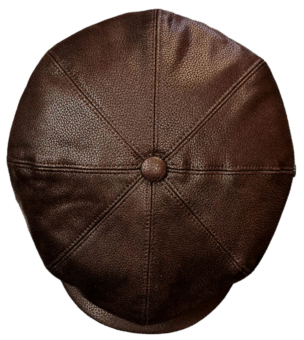 City Sport Fulham Urban Baker Boy Cap – Brown Grained Leather image 3