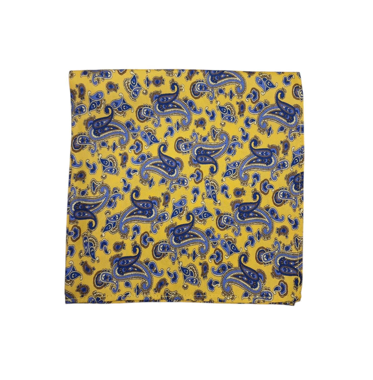Pure Silk Paisley Square Hankie - Yellow image 0