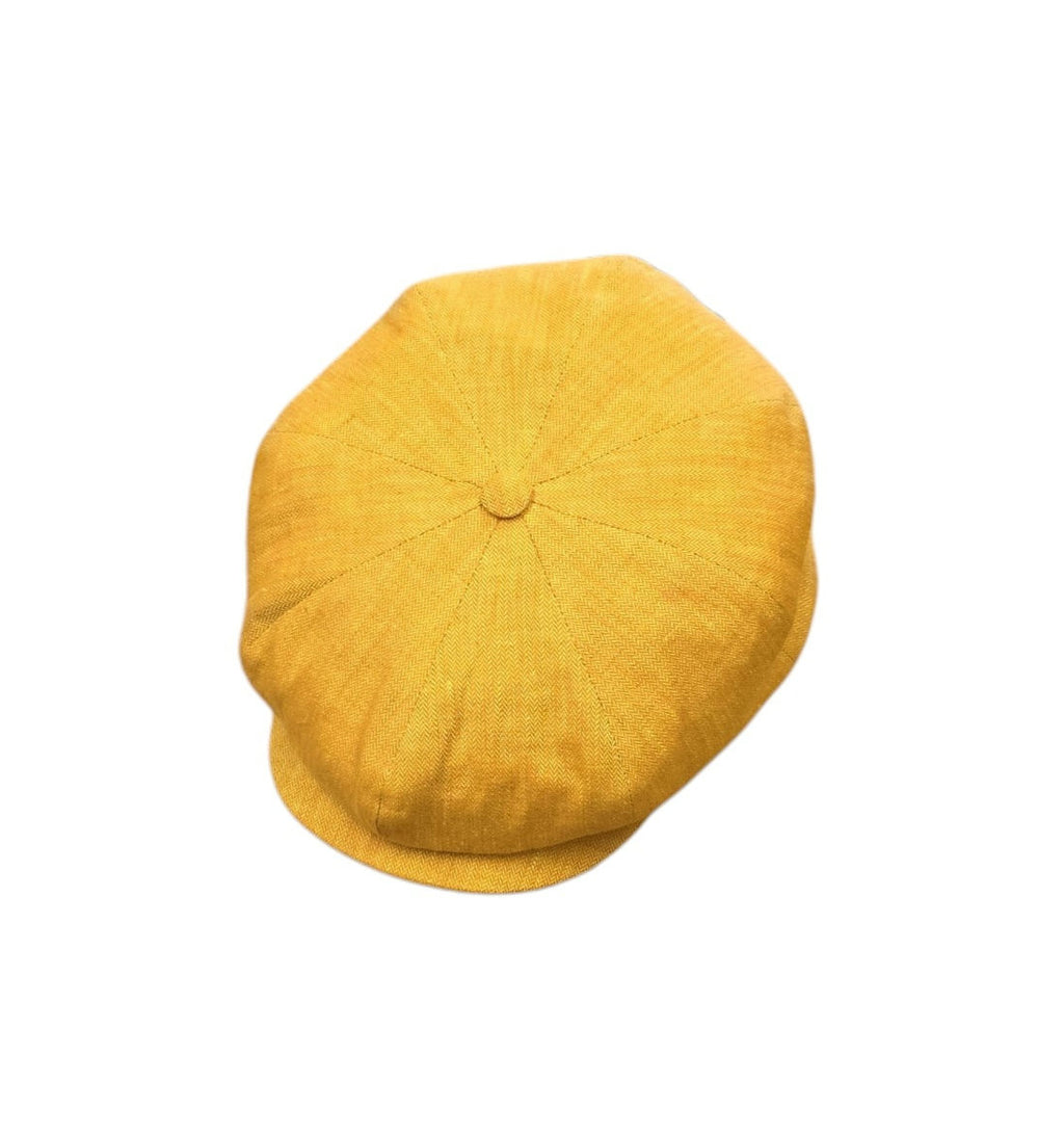 City Sport Fulham Urban Baker Boy Cap – Summer Gold Herringbone Linen image 0