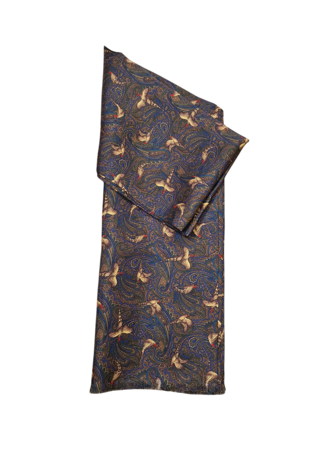 Pure Silk Pheasant Paisley Full Length Scarf – Brown image 0
